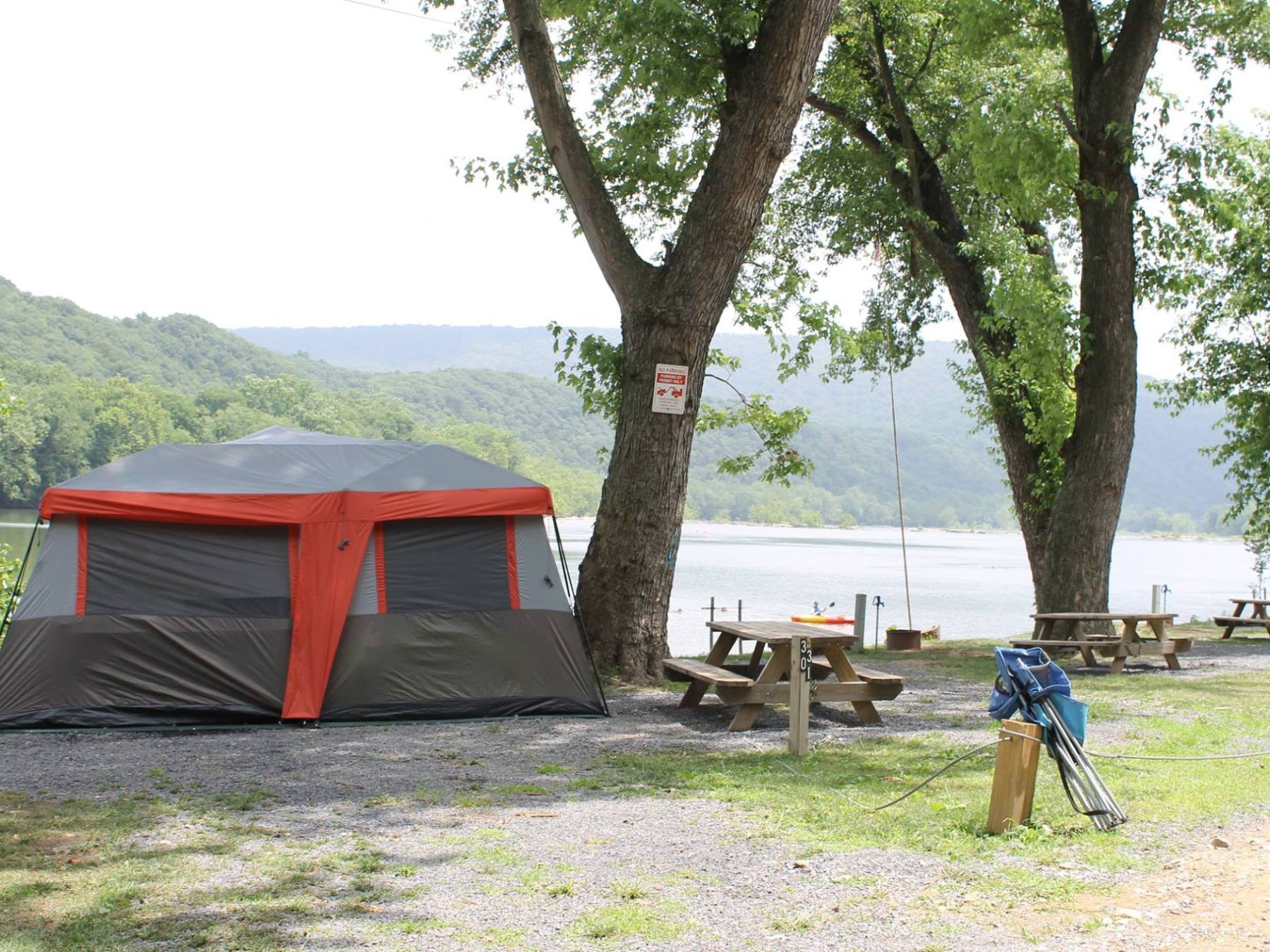 a tent in a campground