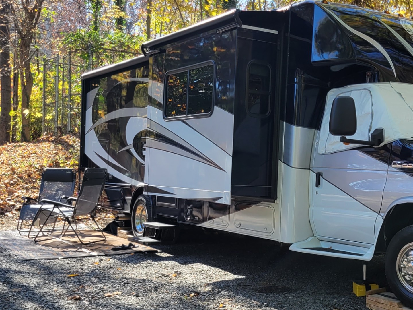 an RV in a camping area