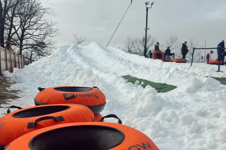 a close up of a snow covered field